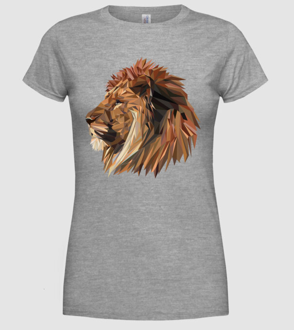 lion polygon model gri pe tricou