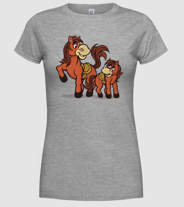 Cal cu mânz model gri pe tricou
