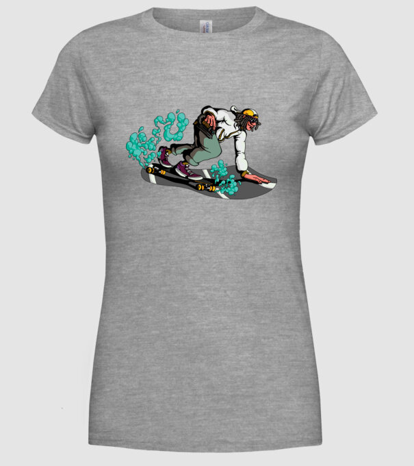 Longboard model gri pe tricou