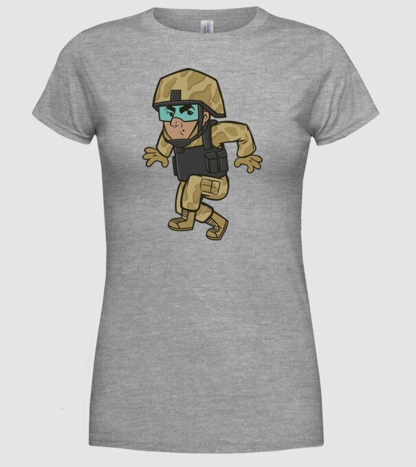 Soldat strecurându-se model gri pe tricou