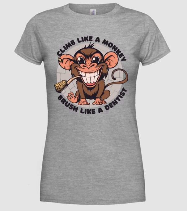 Periuță de dinți maimuță model gri pe tricou