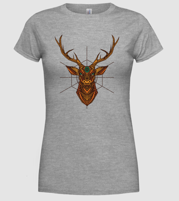 Mandala Cerb model gri pe tricou