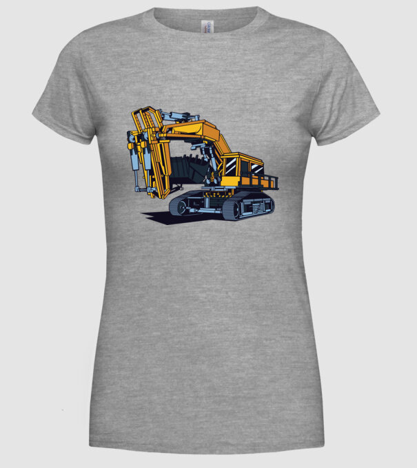 Excavator model gri pe tricou