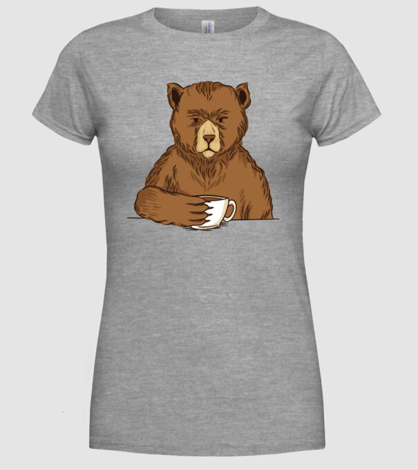 Urs cu cafea model gri pe tricou