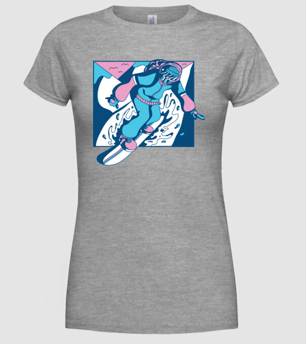 Snowboarder cool model gri pe tricou
