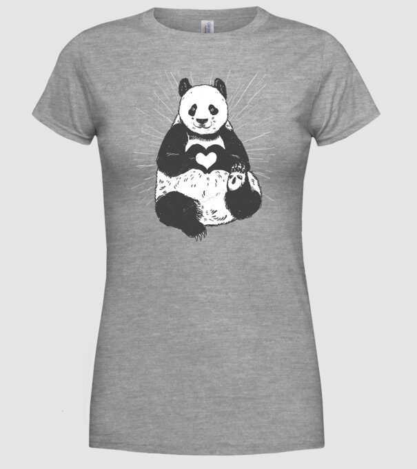 Inimă panda model gri pe tricou
