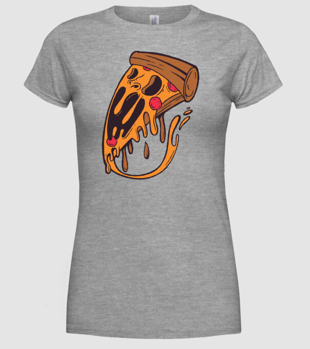 Pizza Horror model gri pe tricou
