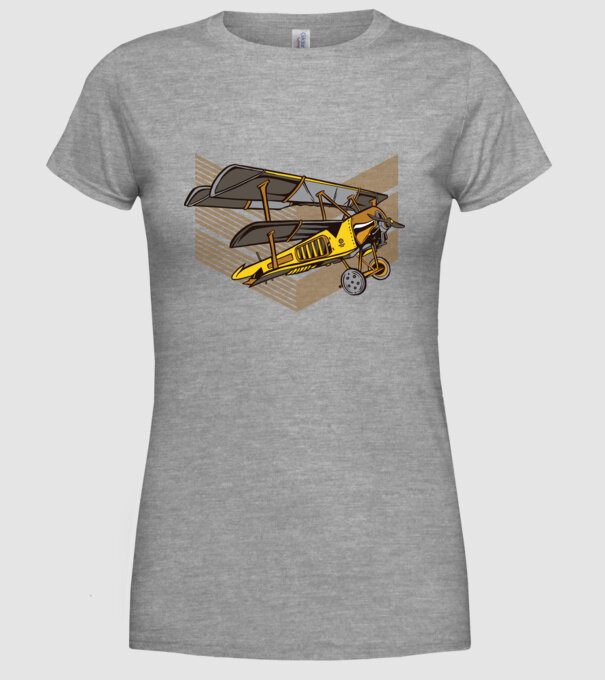 Avion cu elice model gri pe tricou