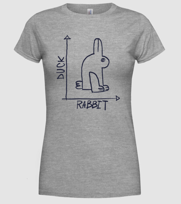 Rabbit vs Duck - Iepure sau Rață model gri pe tricou