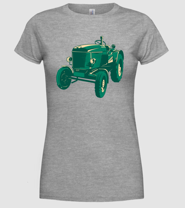 Tractor vechi model gri pe tricou