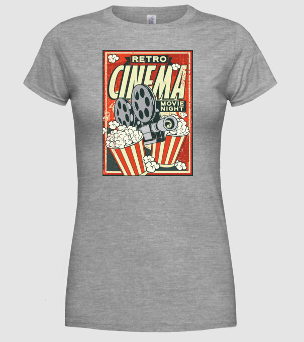 Afiș cinema retro model gri pe tricou