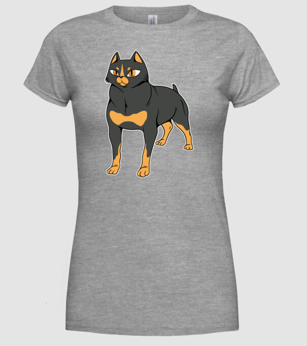 Rottweiler pisică model gri pe tricou
