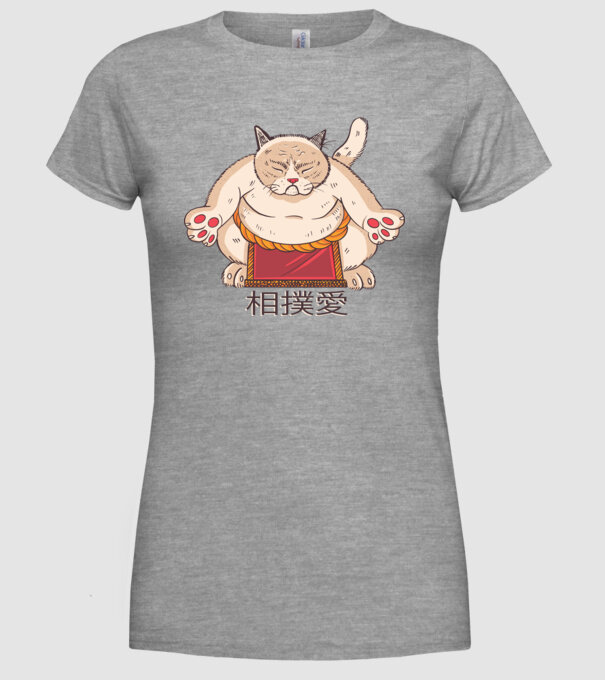 Pisică Sumo model gri pe tricou