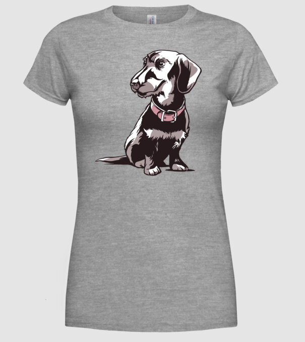 Teckel cu părul sârmos model gri pe tricou
