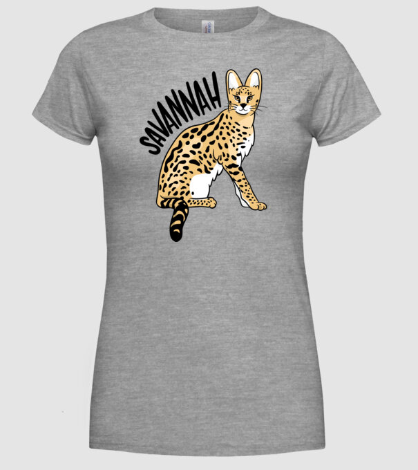 Pisică Savannah model gri pe tricou
