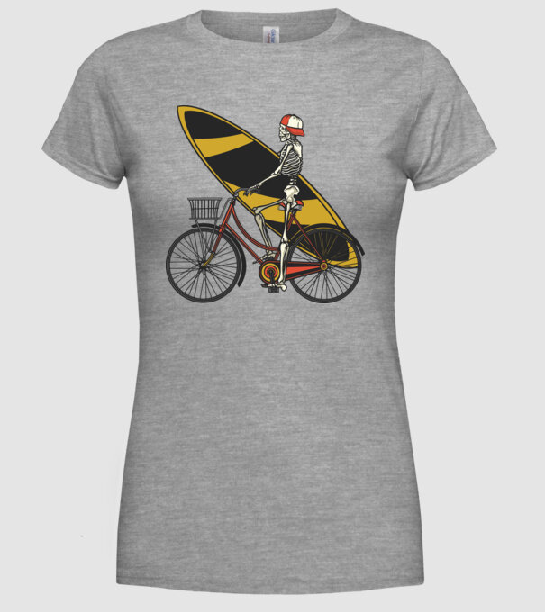 Schelet surfer model gri pe tricou