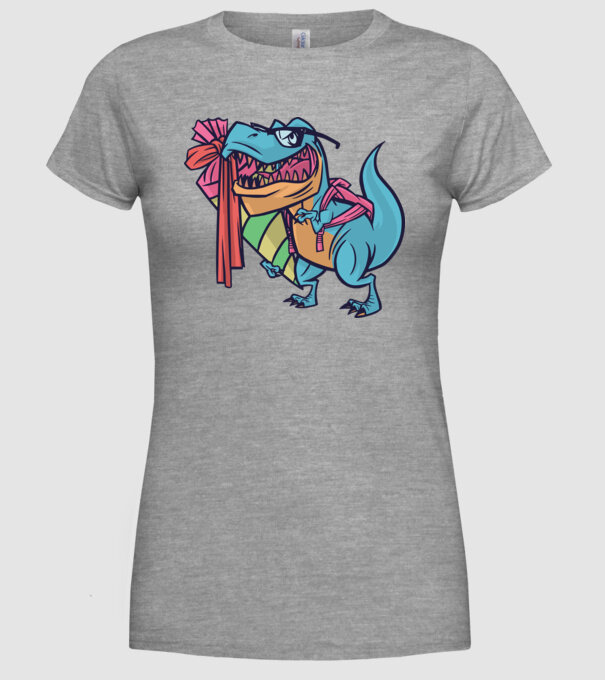 Elev T-rex model gri pe tricou