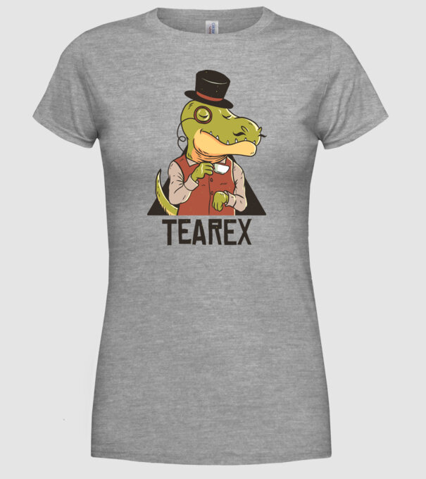 Tea Rex dinozaur cu ceai model gri pe tricou