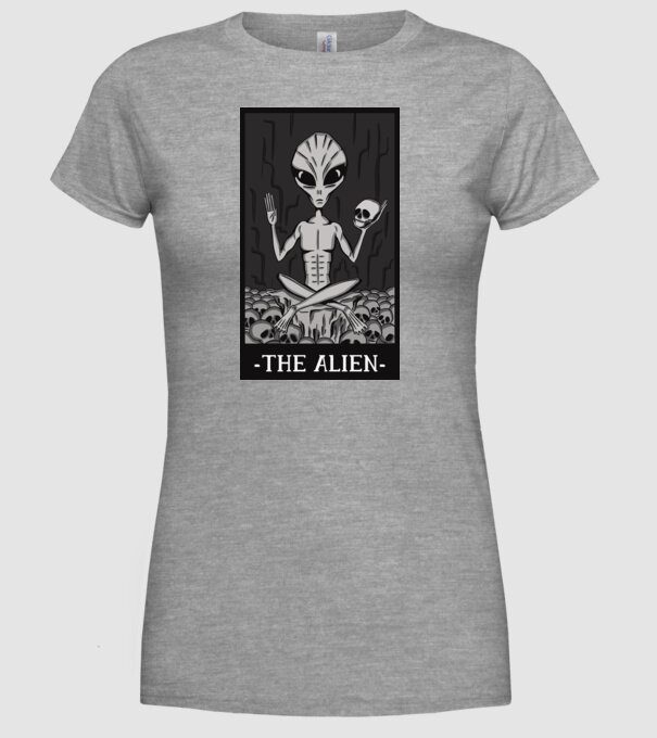 Extraterestru - Carte de tarot model gri pe tricou