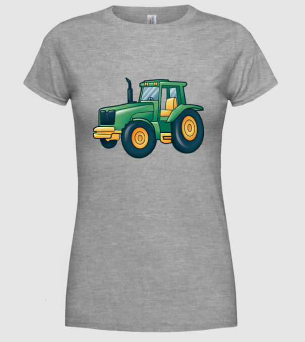 Desen Tractor model gri pe tricou