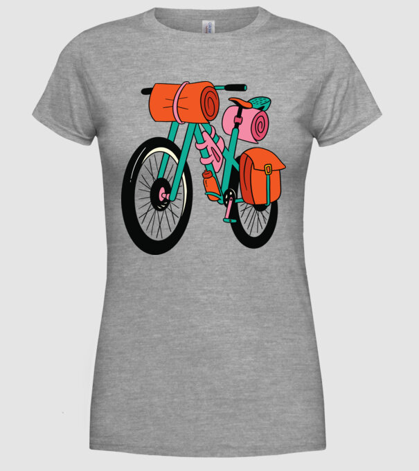 Bicicletă Drumeție model gri pe tricou