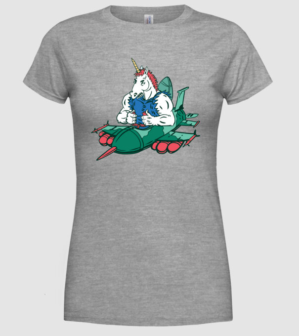 Unicorn Avion de vânătoare model gri pe tricou
