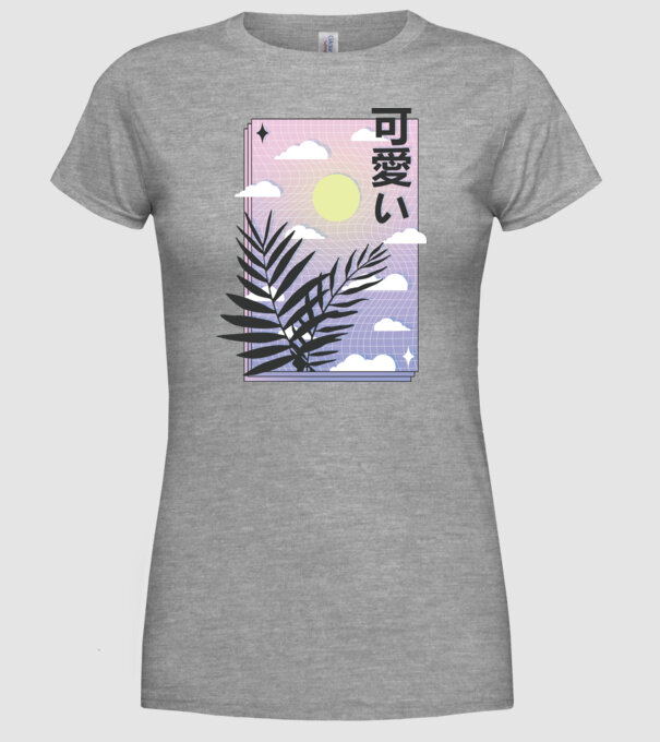 Vaporwave Val model gri pe tricou