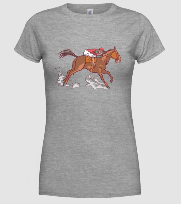 Cal de cursă Călăreț model gri pe tricou