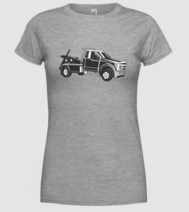 Mașină de remorcare model gri pe tricou