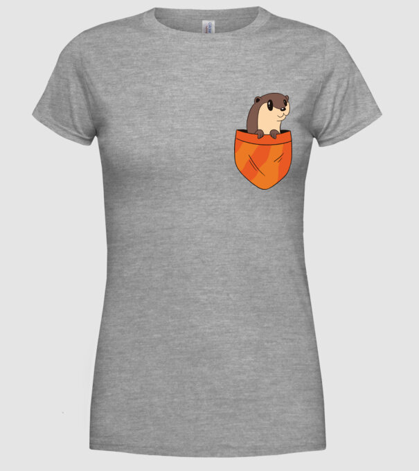 Vidra de buzunar model gri pe tricou