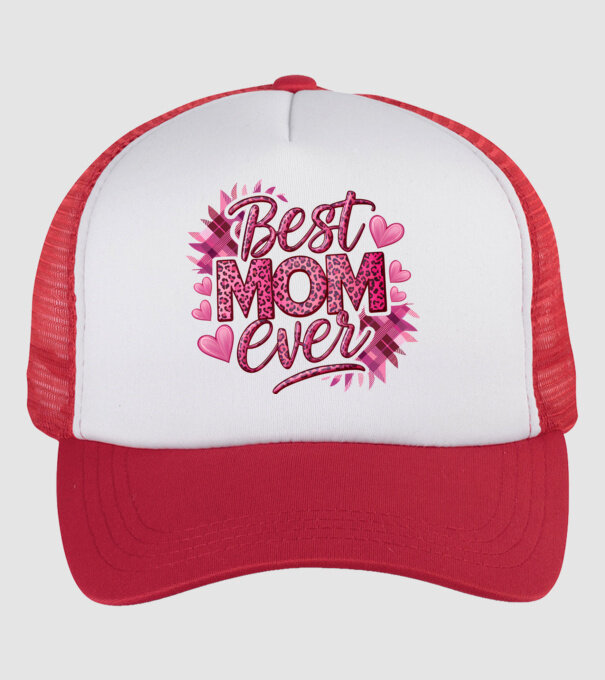 Best Mom Ever model alb/roșu pe tricou