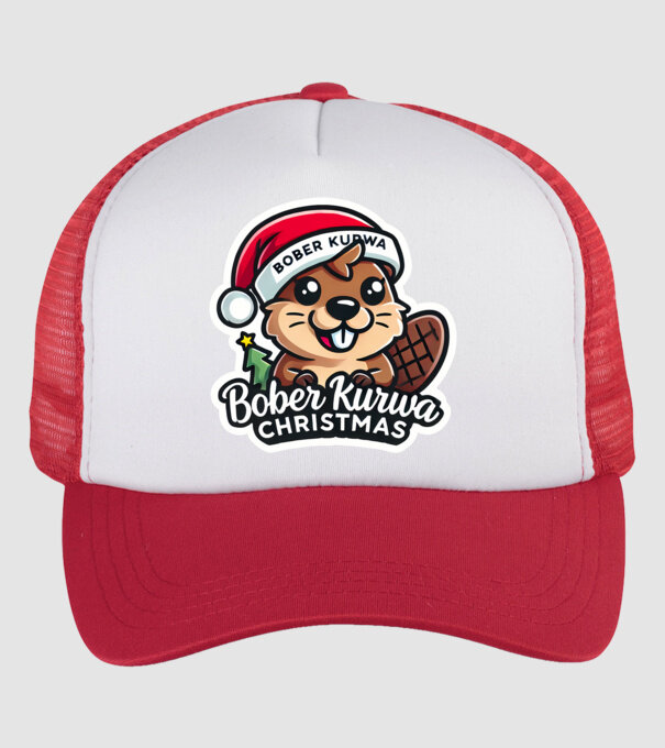Bober Kurwa Christmas 1 model alb/roșu pe tricou