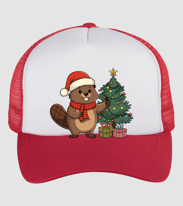 Bober Kurwa Christmas 2 model alb/roșu pe tricou