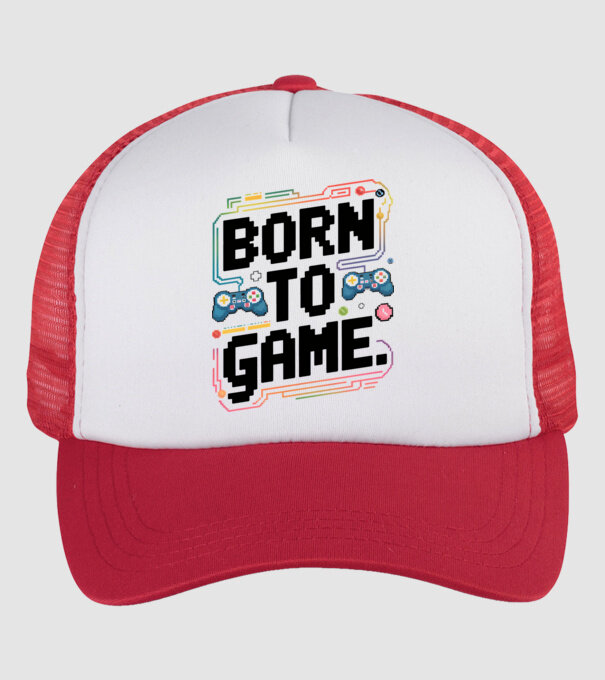 Born to Game Pixel Alb model alb/roșu pe tricou