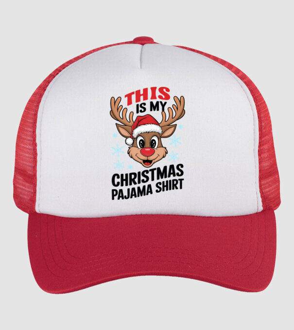 Christmas Pajama Reindeer Alb model alb/roșu pe tricou
