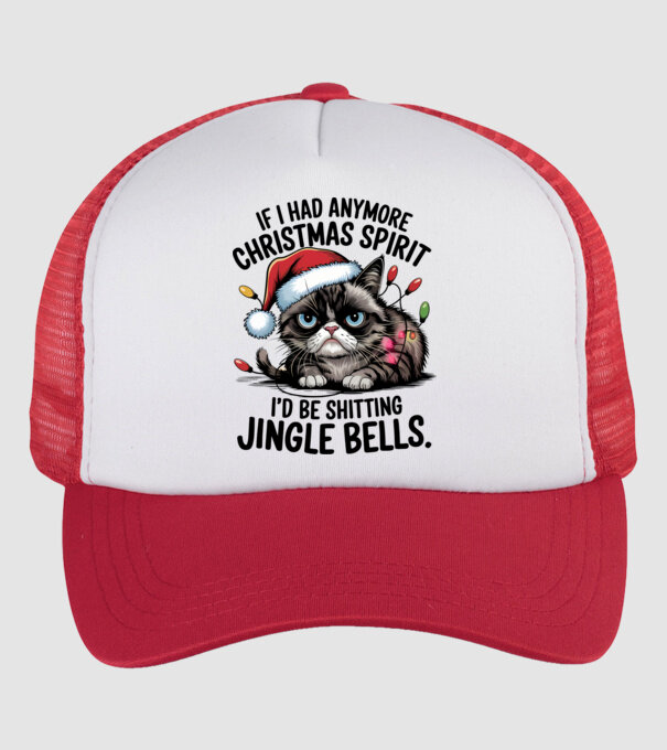 Christmas Spirit Grumpy Cat Alb model alb/roșu pe tricou