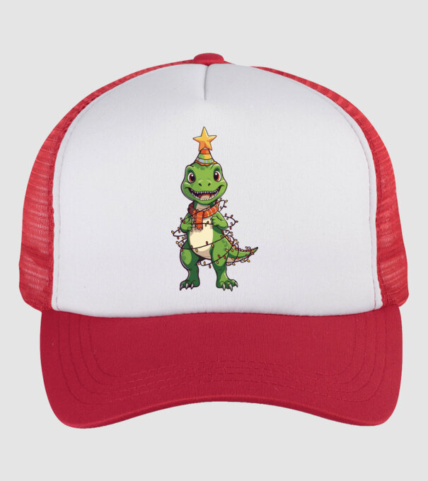 dinozaur pom de Crăciun model alb/roșu pe tricou