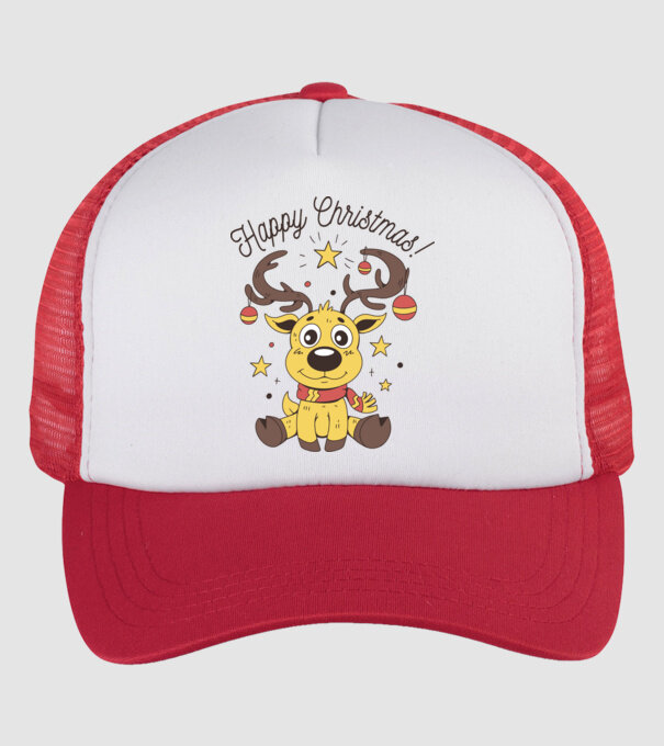 Happy Christmas Reindeer Alb model alb/roșu pe tricou