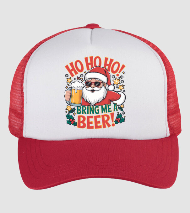 HO HO HO bring me a BEER santa Alb model alb/roșu pe tricou