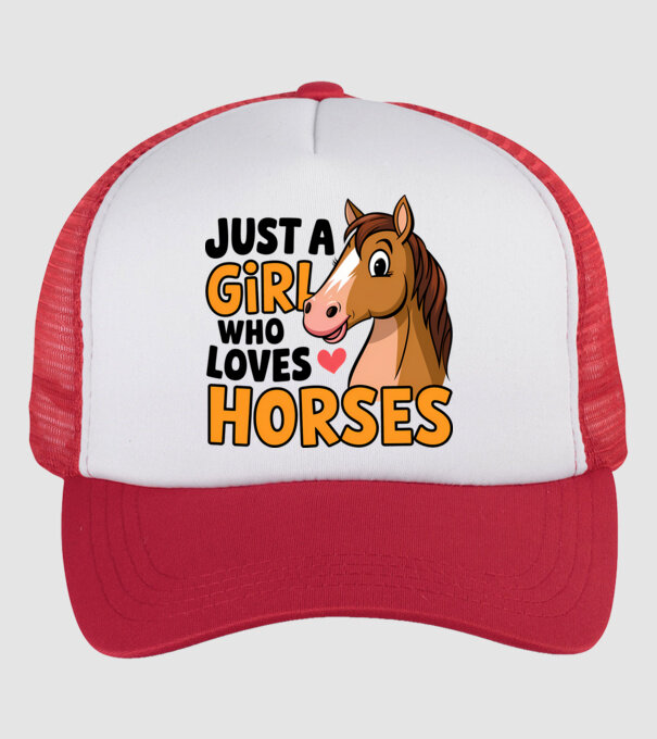Just a girl who loves horses Alb model alb/roșu pe tricou