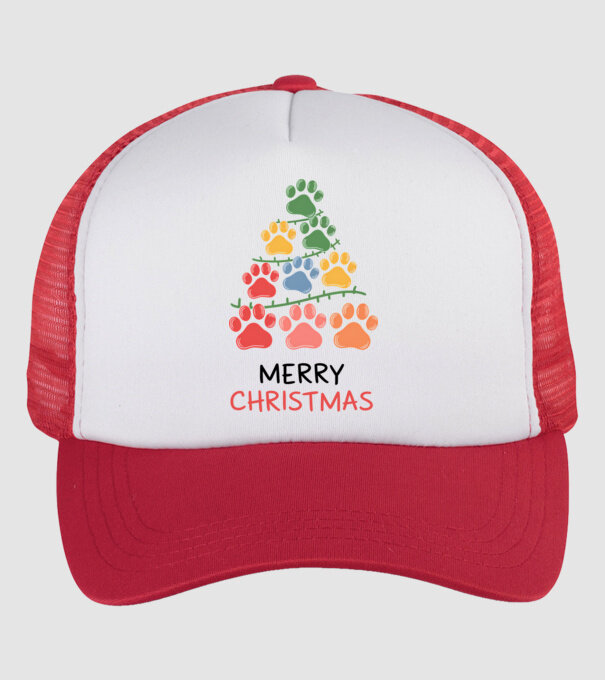 Merry Christmas Paws Alb model alb/roșu pe tricou