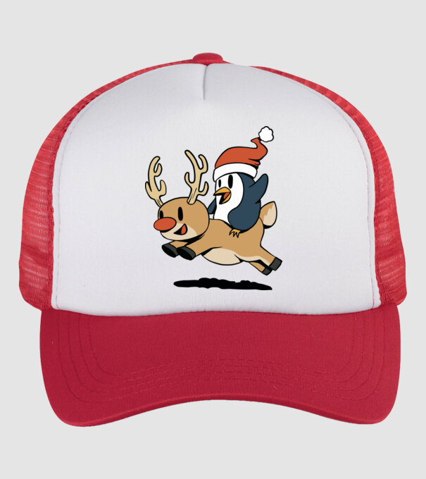 pinguin reindeer cristmas model alb/roșu pe tricou