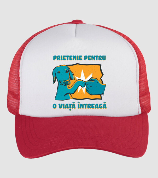 Prietenie pentru o viață întreagă model alb/roșu pe tricou