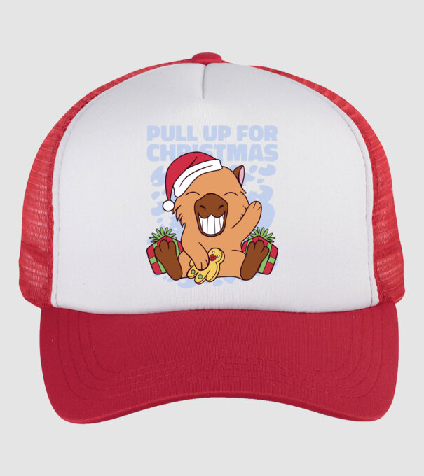 Pull up for christmas Capybara model alb/roșu pe tricou