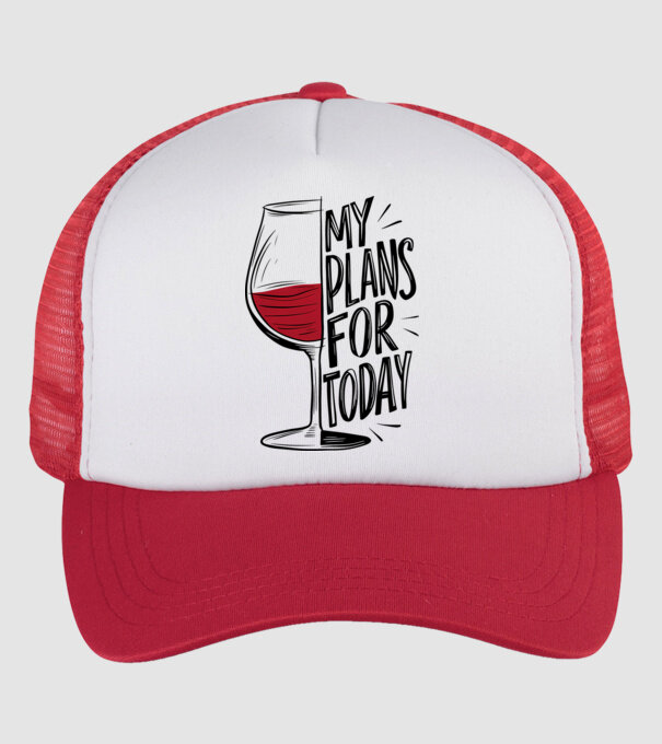 Wine Plans For Today Alb model alb/roșu pe tricou
