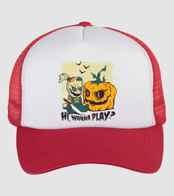 Vrei să te joci? Halloween model alb/roșu pe tricou