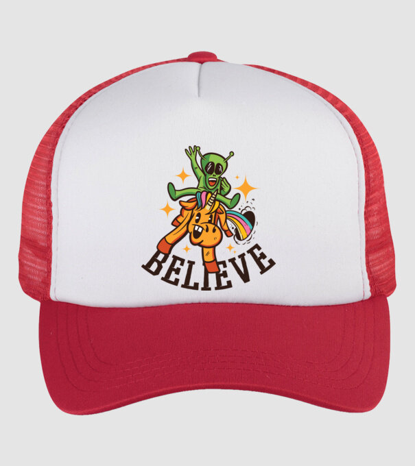 Unicorn Alien model alb/roșu pe tricou