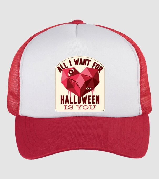 All I want for Halloween is You model alb/roșu pe tricou