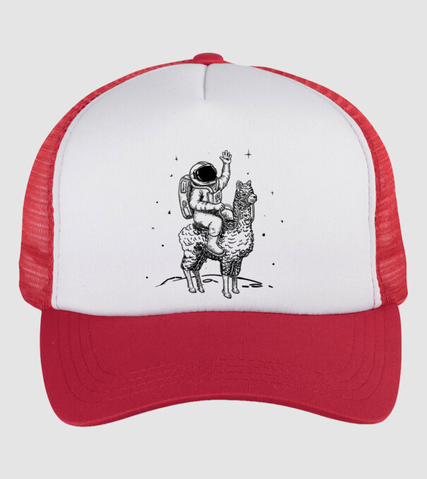 Alpaca Astronaut model alb/roșu pe tricou