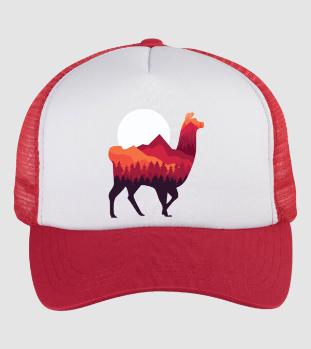 Pădure Alpaca model alb/roșu pe tricou